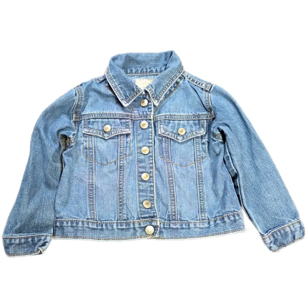 Old Navy Trucker Jacket Girl's Size 3T Blue Denim Medium Wash 100% Cotton